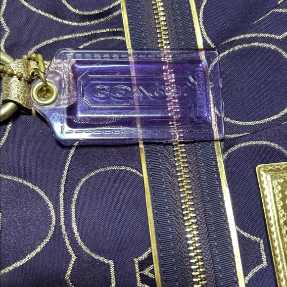 Coach Poppy Collectiom Dark Purple/Gold  Tote with Sz (L) - Like NEW!! - Picture 11 of 11